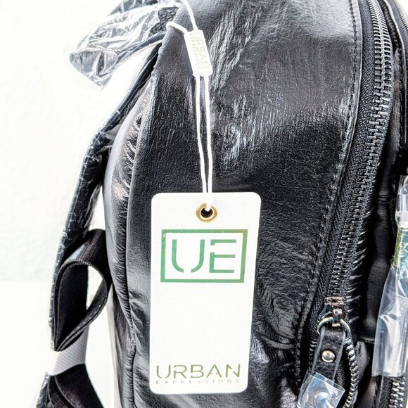 Urban Expressions Braxton High Shine Backpack - Black